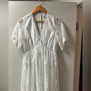 Pink blush - white lace dress (medium) - NEW